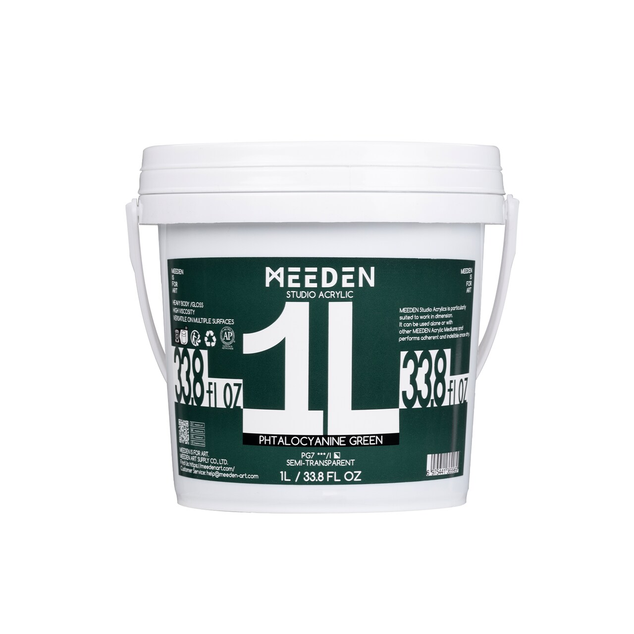 MEEDEN Phtalocyanine Green Acrylic Paint: 1 L /33.8 oz Heavy Body Gloss Non-Toxic - Art Paints for Canvas, Wood, Craft Painting
